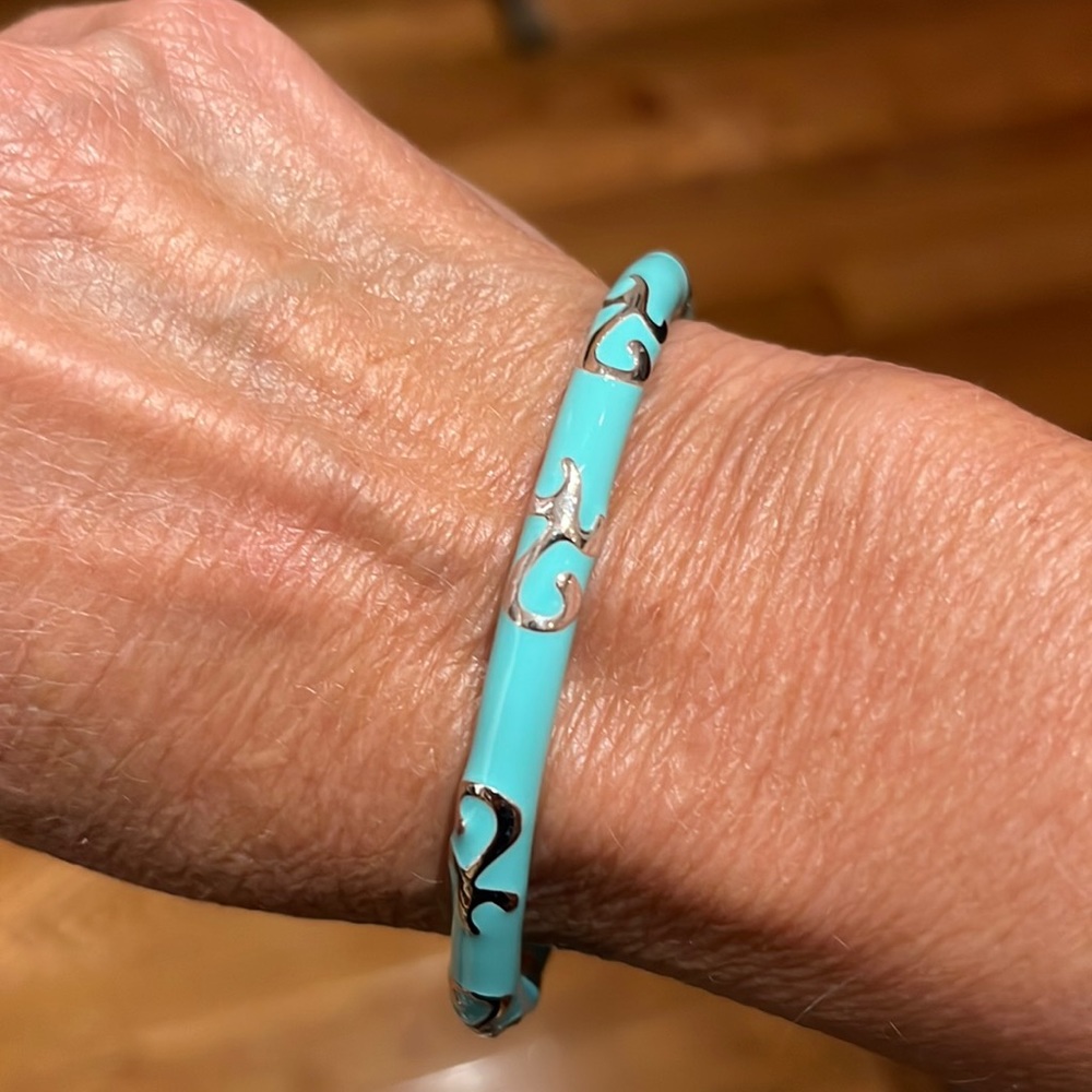 Turquoise Enamel Hinge Bracelet